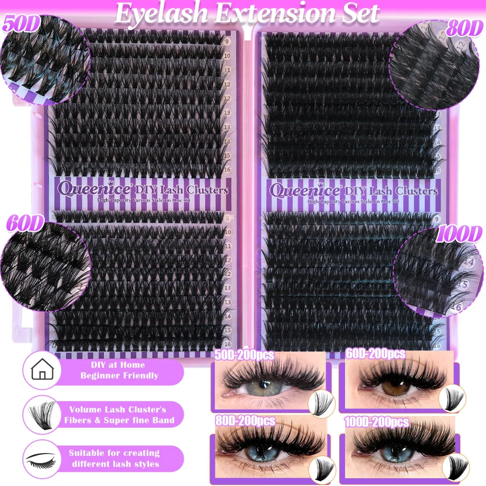 Queenice Cluster Lashes Mixed Tray