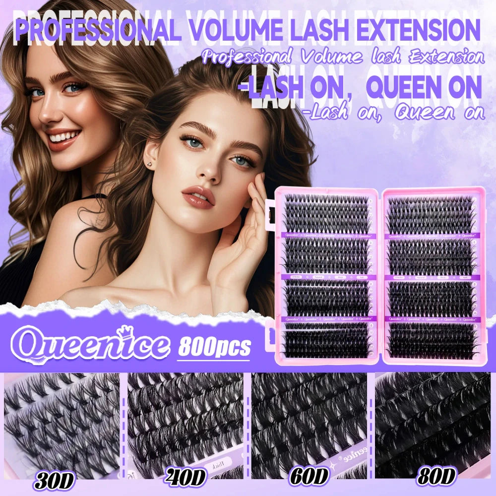 Queenice Cluster Lashes Mixed Tray